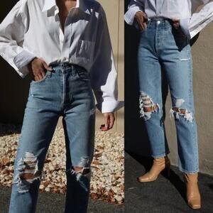 AGOLDE | 90s Mid Rise Loose Fit Distressed Jeans Fall Out Medium Wash 26